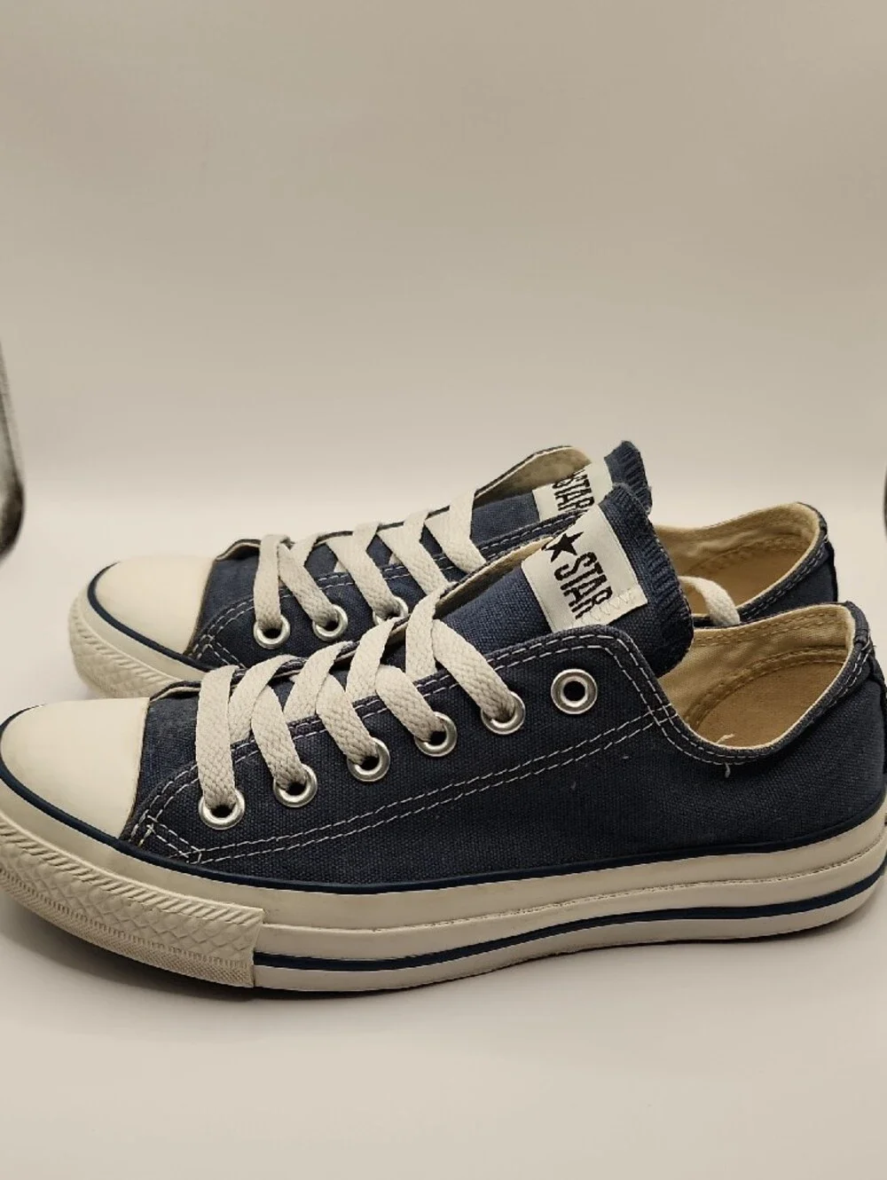 Old Converse All Star Low Top Sneakers — Navy Blue & White, 2012